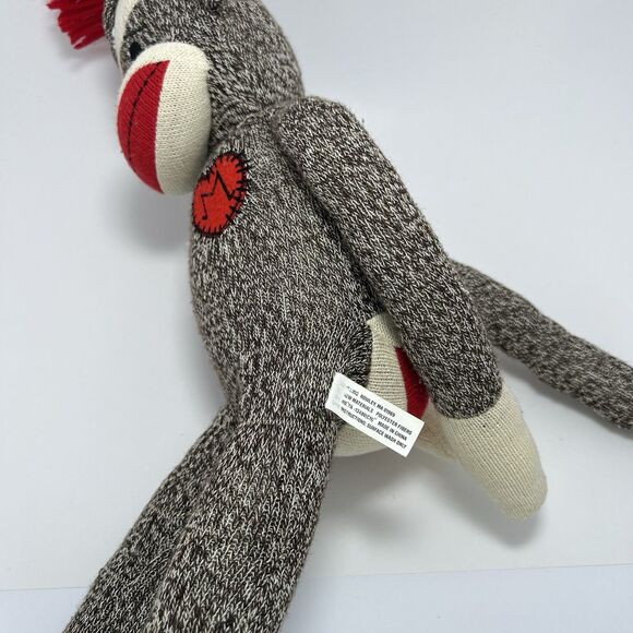 Sock Monkey 22" Schylling Brown Cream Red Mouth Bottom Plush Stuffed Animal - Picture 4 of 4